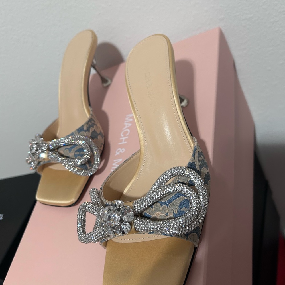 Nordstrom Silver and Cream Embellished Heels